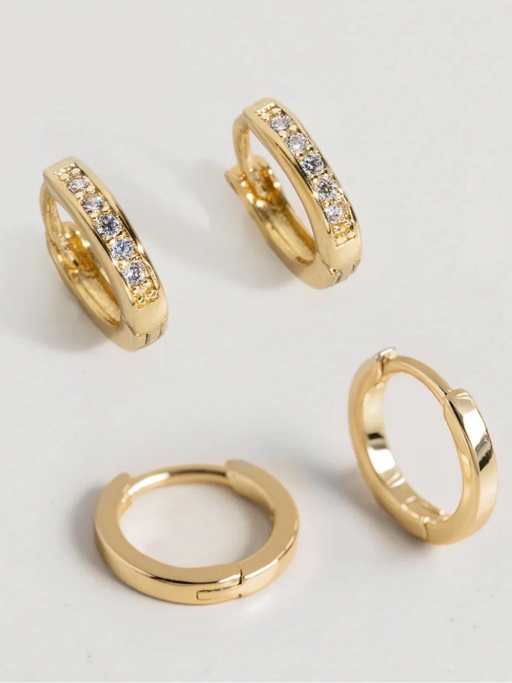 James Michelle Gold Dainty Huggie Set Earrings (2 pairs) NIB